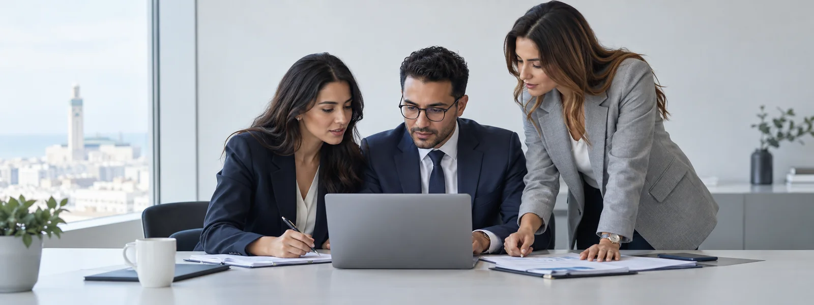 Équipe professionnelle travaillant sur des solutions d’entreprise